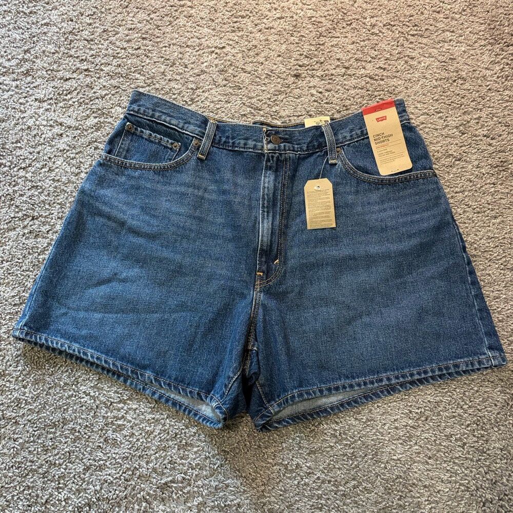 NEW Levi’s Cinch Mid Thigh Shorts Denim Blue Mens Size 34